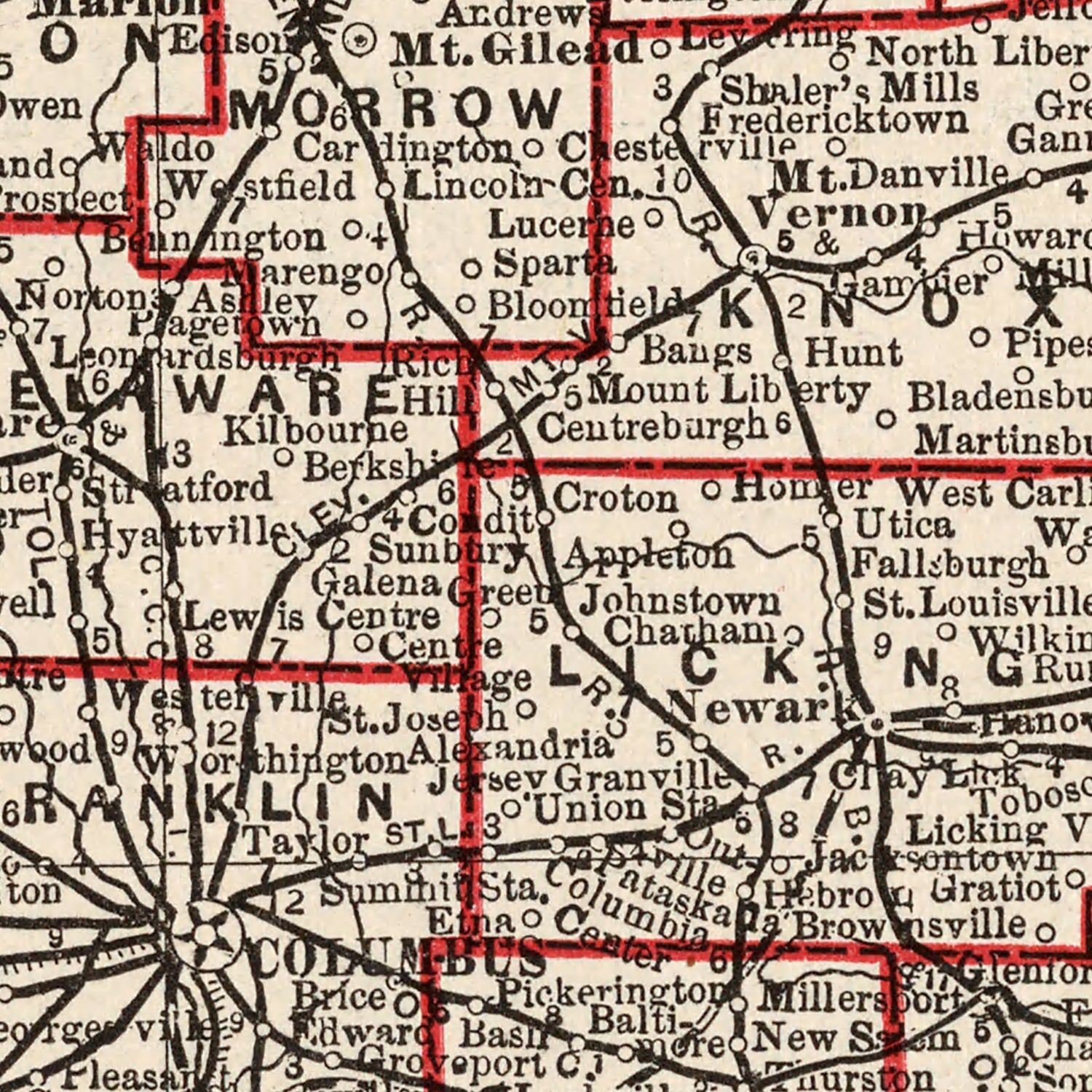 Vintage Map of Ohio 1893