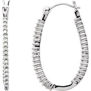 14K White Gold 1/2 CTW Natural Diamond Inside-Outside Hoop Earrings – image 4
