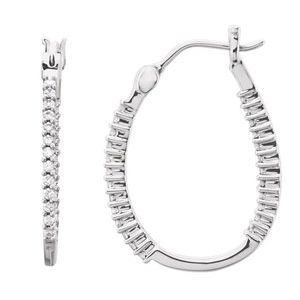 14K White Gold 1 CTW Natural Diamond Inside-Outside Hoop Earrings – image 3