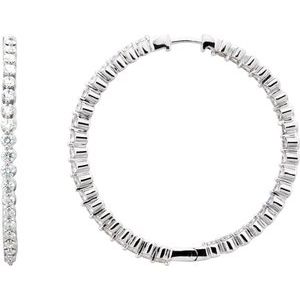 14K White Gold 3 CTW Natural Diamond Inside-Outside Hinged 41.9 mm Hoop Earrings