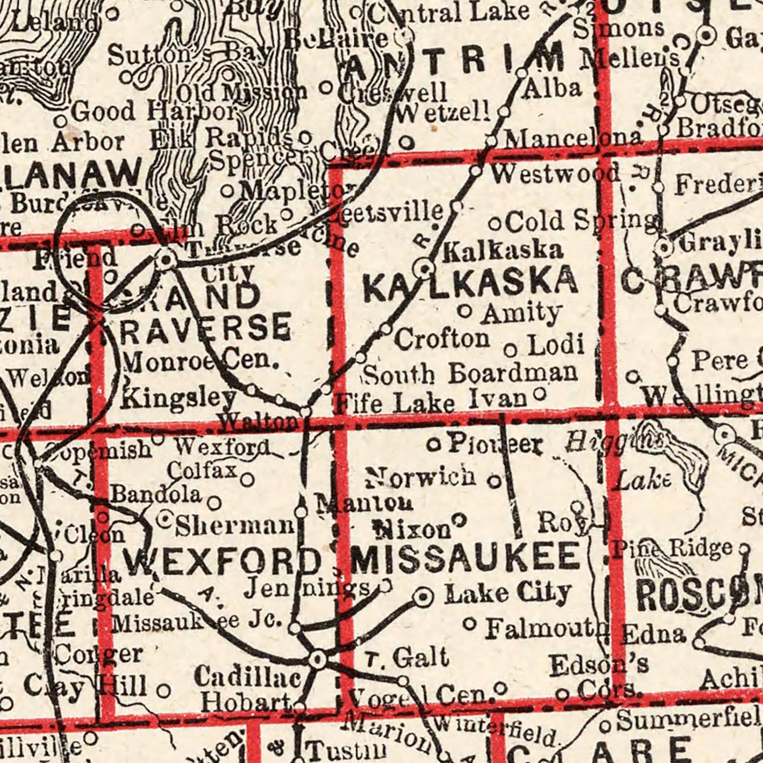 Vintage Map of Michigan 1893