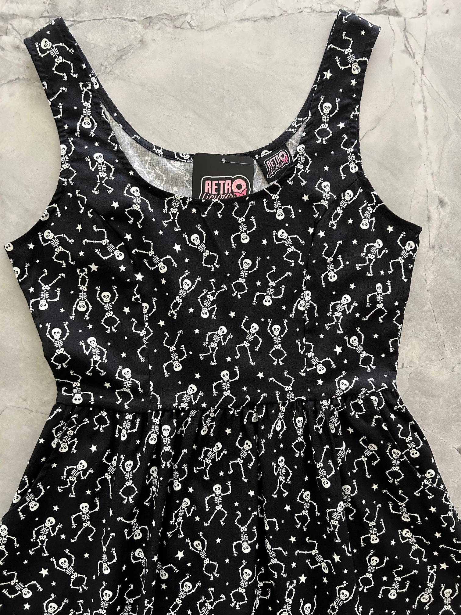 Glow in the Dark Dancing Skeletons Fit & Flare Dress - XS only