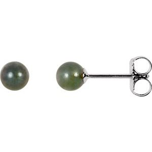 14K White Gold 4 mm Cultured Black Akoya Pearl Earrings