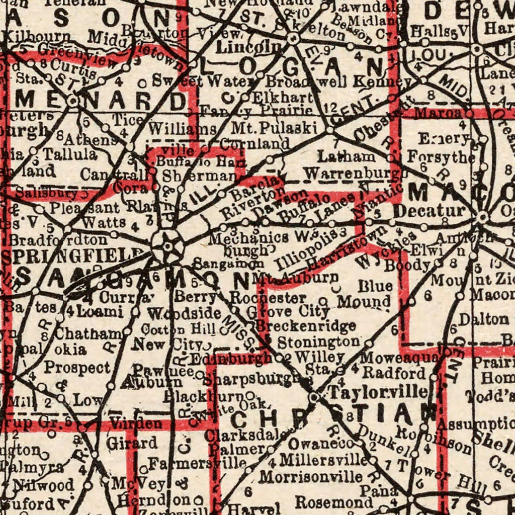 Vintage Map of Illinois 1893