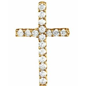 14K Yellow Gold .06 CTW Lab-Grown Diamond Petite Cross Pendant