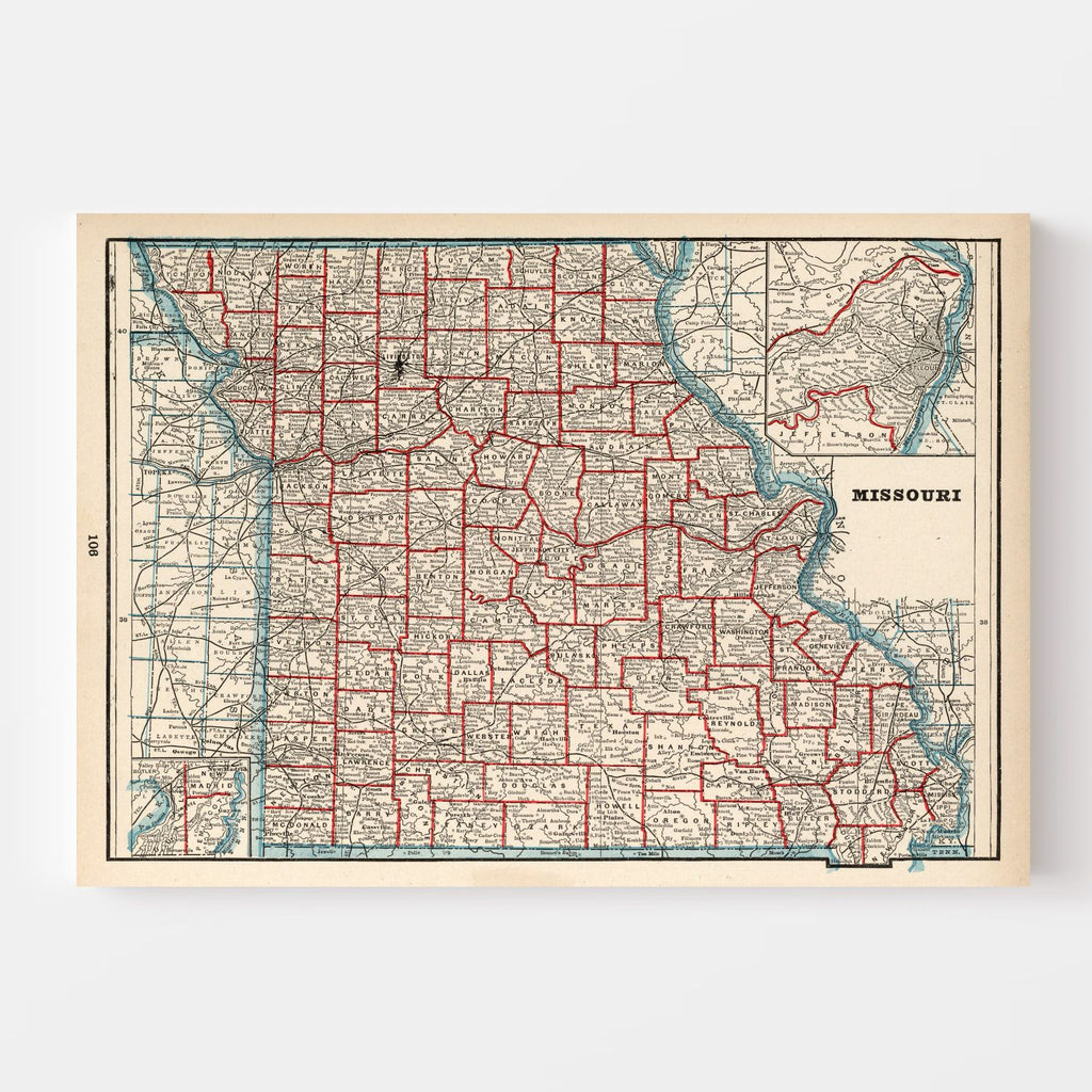 Vintage Map of Missouri 1893