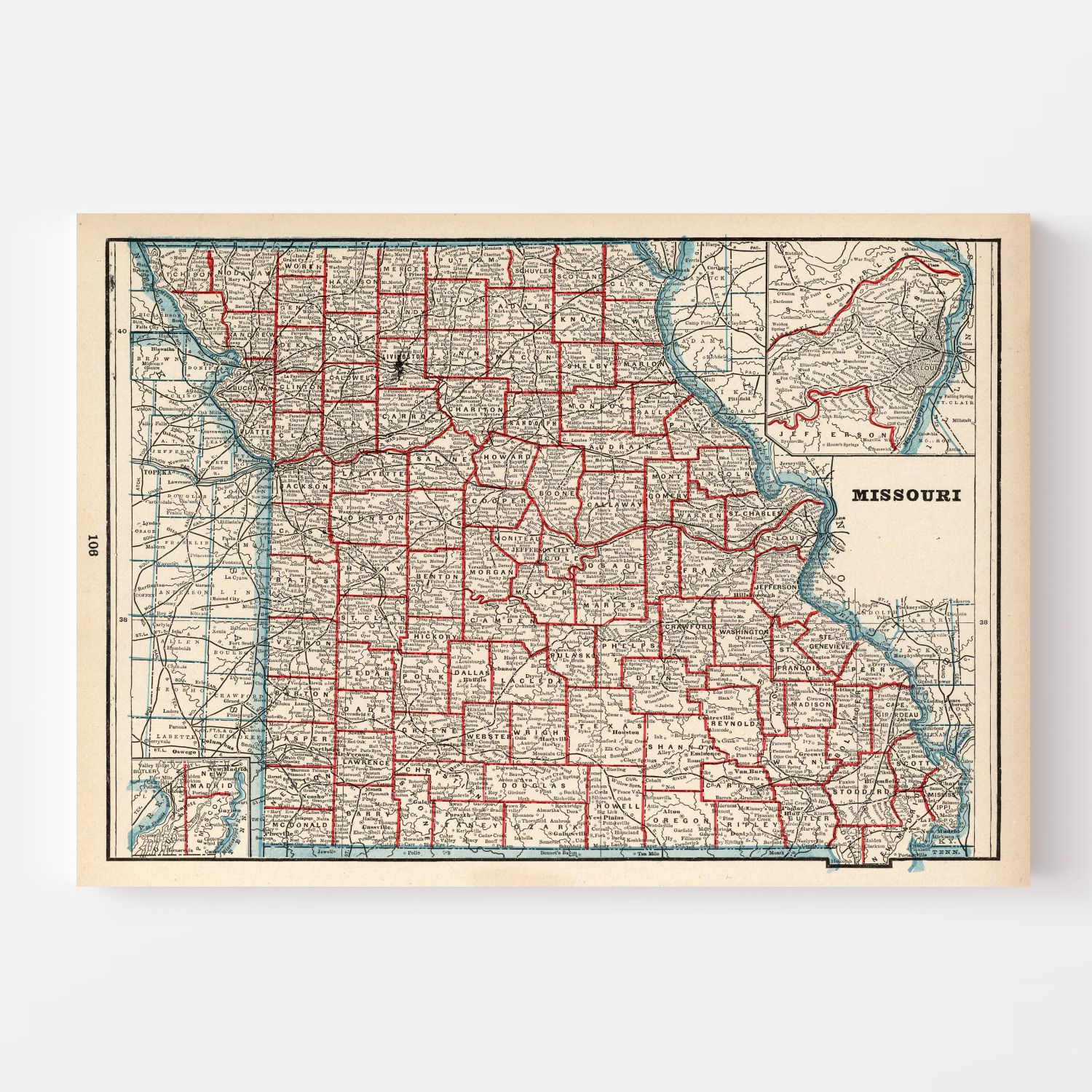 Vintage Map of Missouri 1893