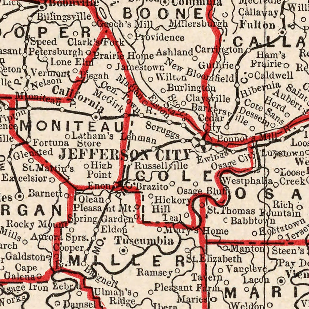 Vintage Map of Missouri 1893