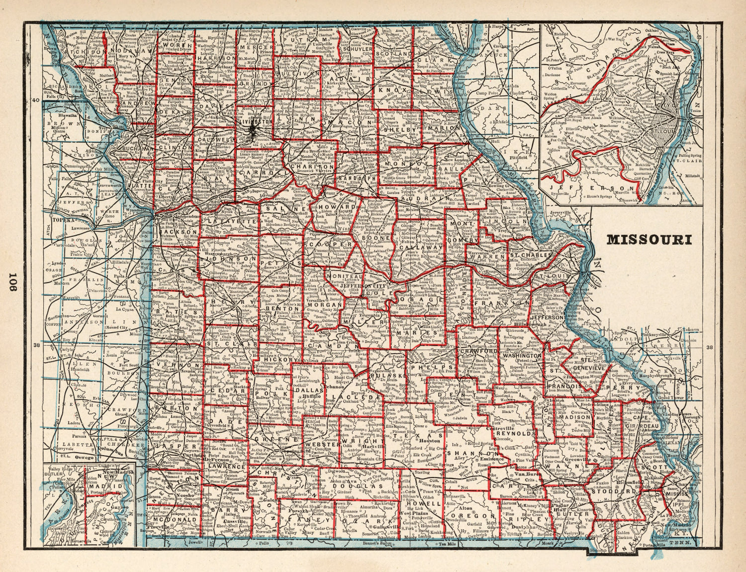 Vintage Map of Missouri 1893