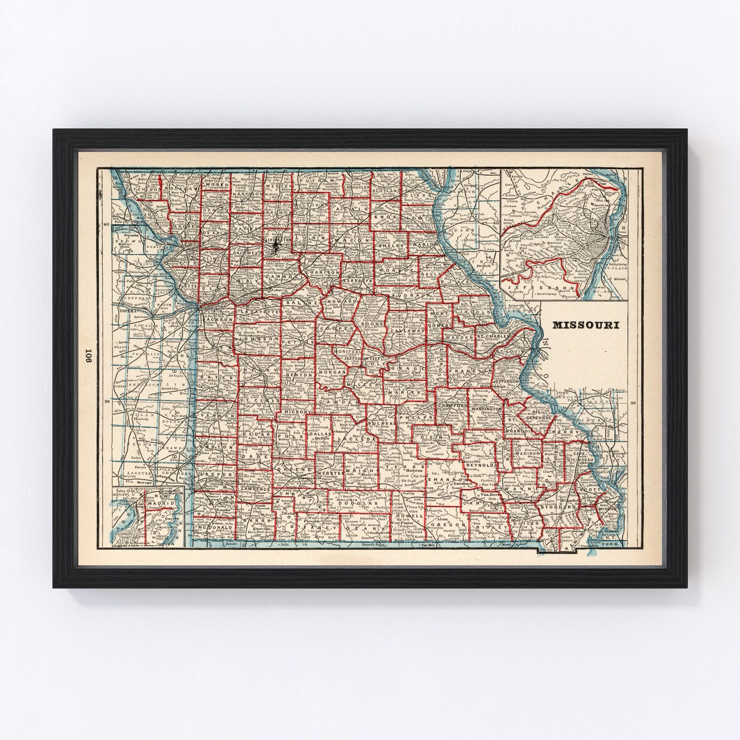 Vintage Map of Missouri 1893