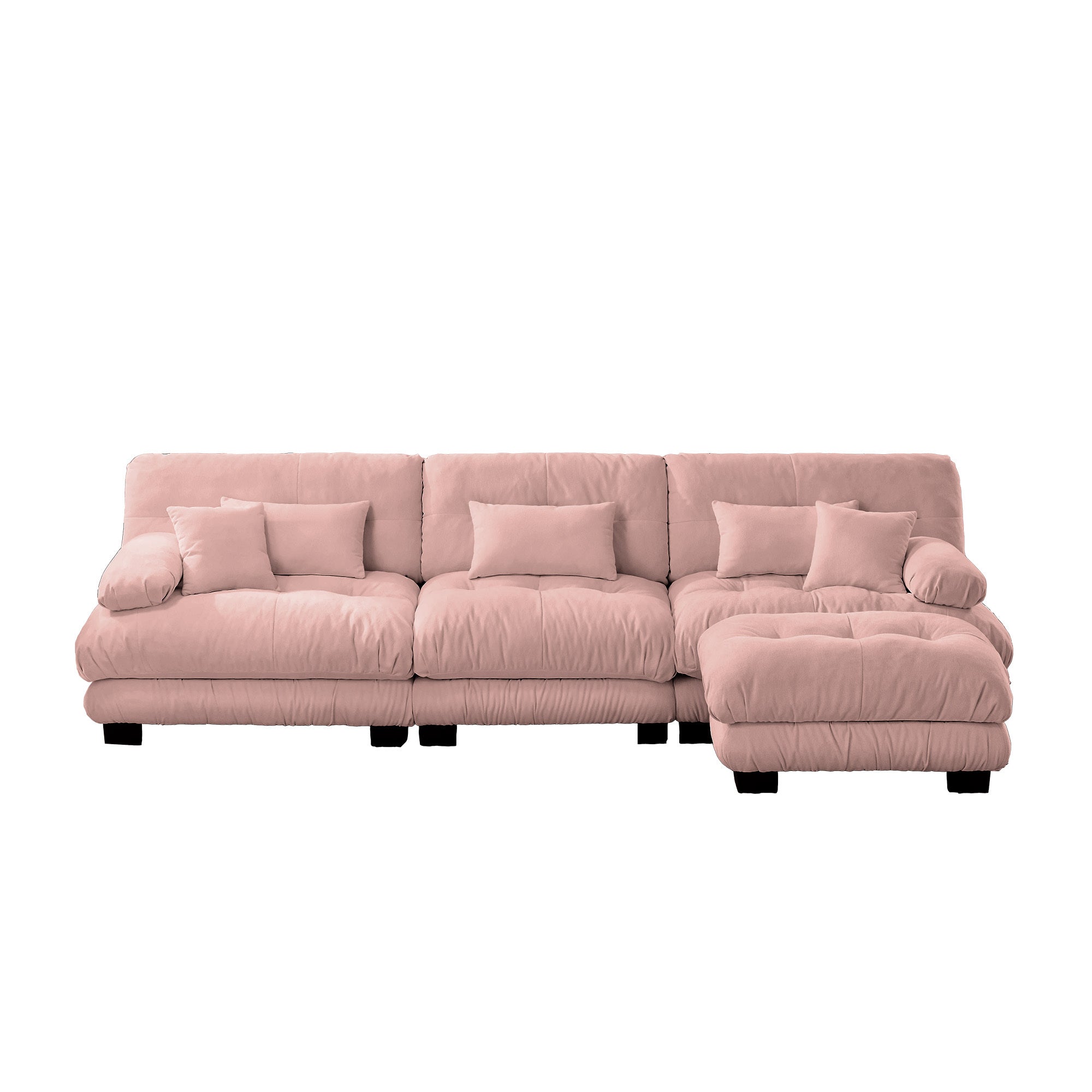 Luxury Modular Sectional Sofa Couch,Oversized L Shaped Cloud Couch for Living Room,Deep Seat Sofa Couch with Convertible Ottoman,Chenille Pink