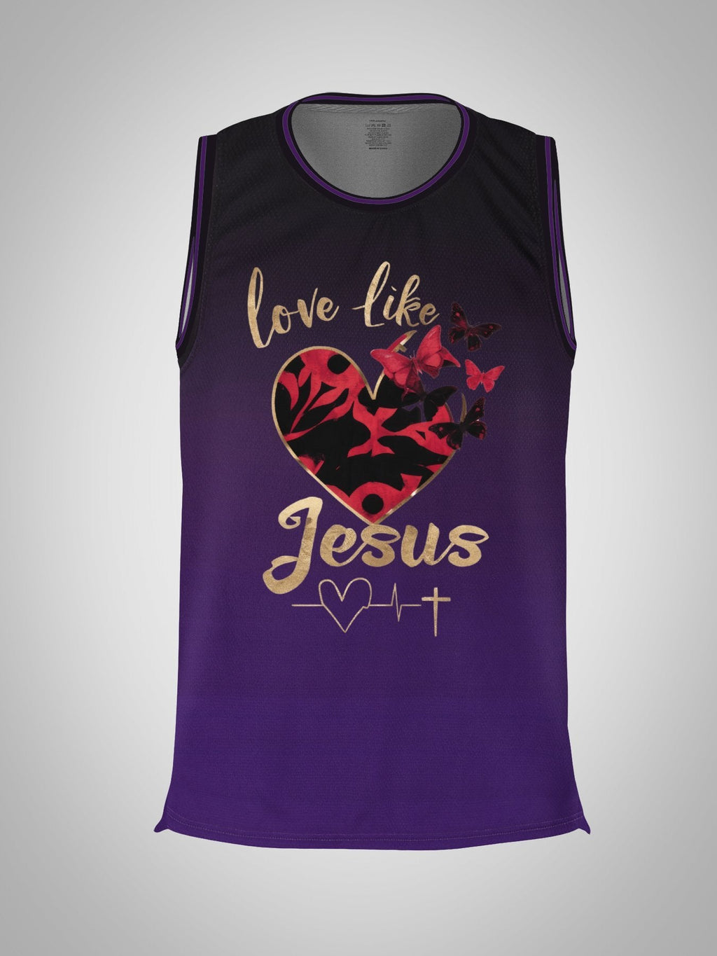 Love Like Jesus Adult Purple Basketball Jersey | Ships From USA