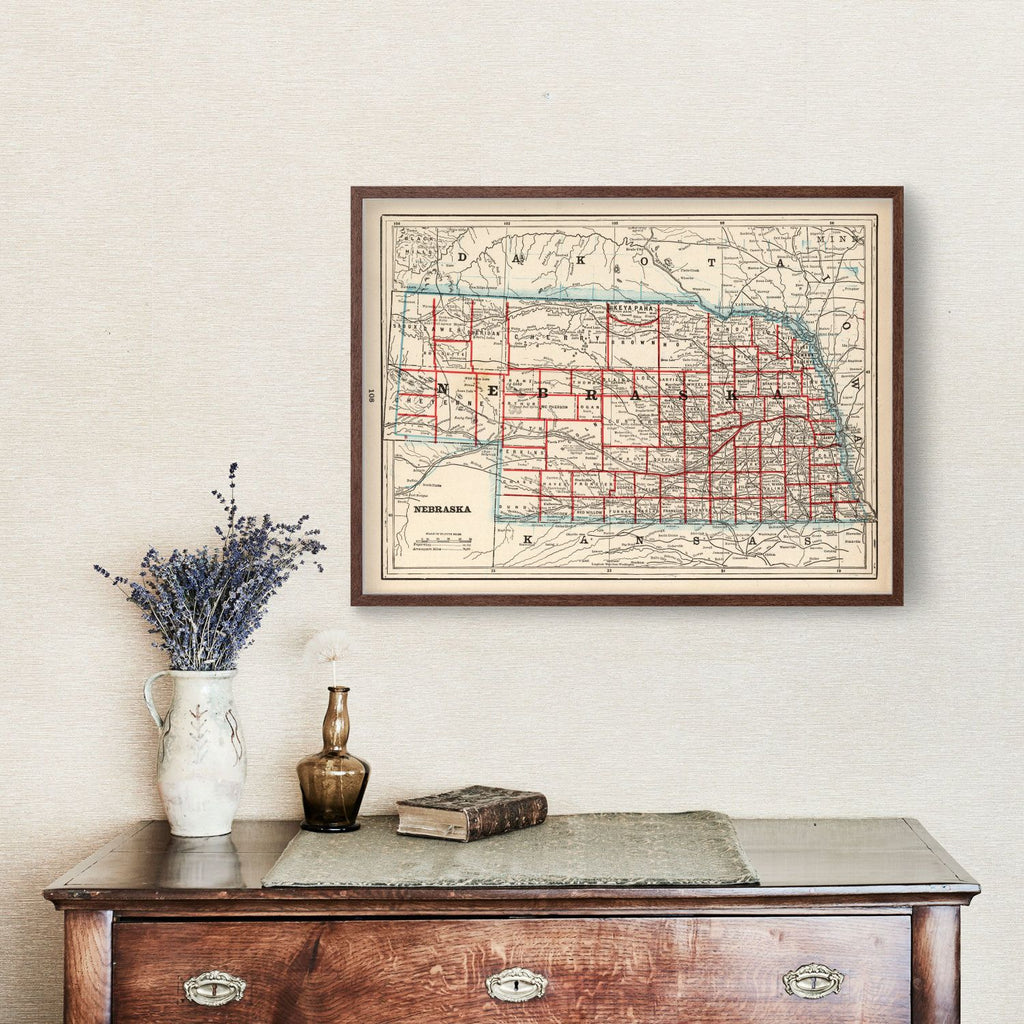 Vintage Map of Nebraska 1893