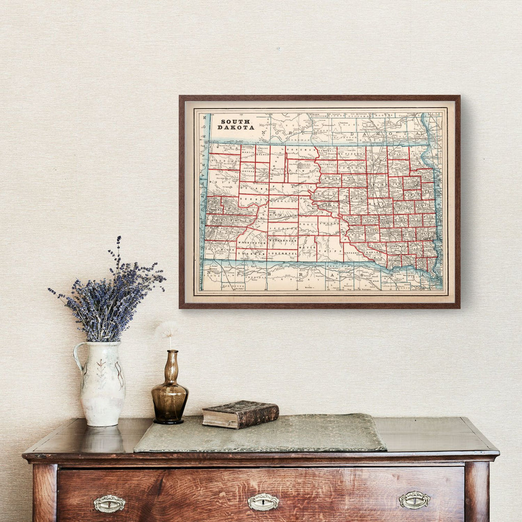 Vintage Map of South Dakota 1893