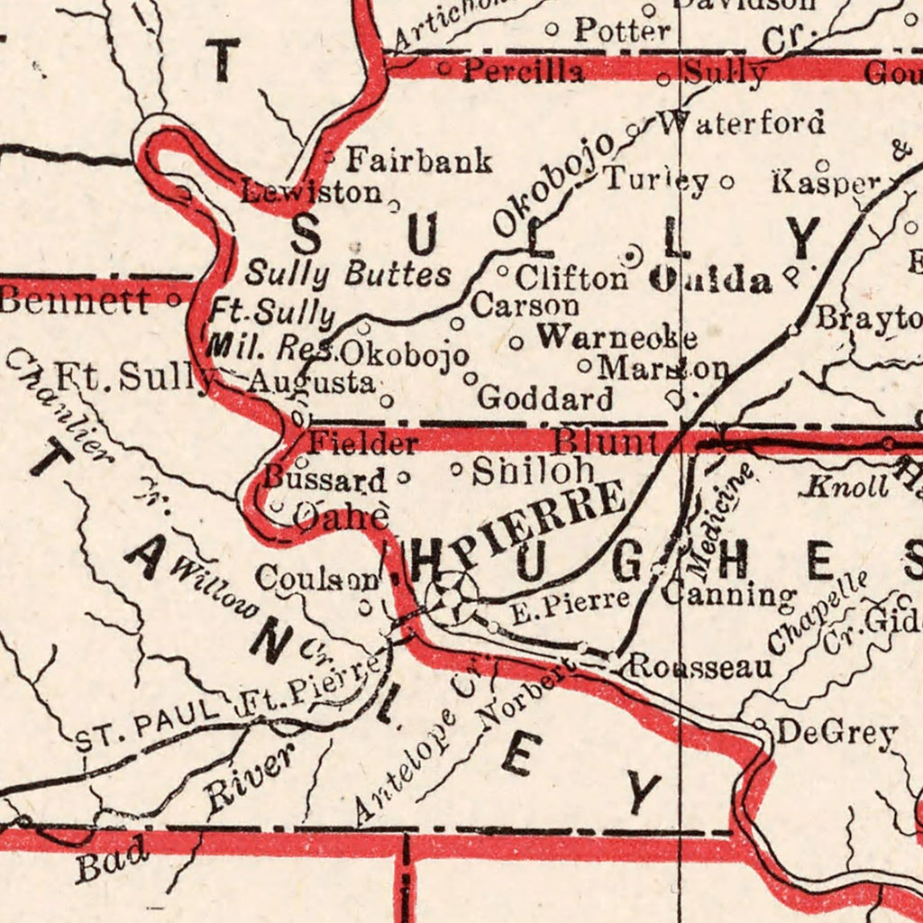 Vintage Map of South Dakota 1893