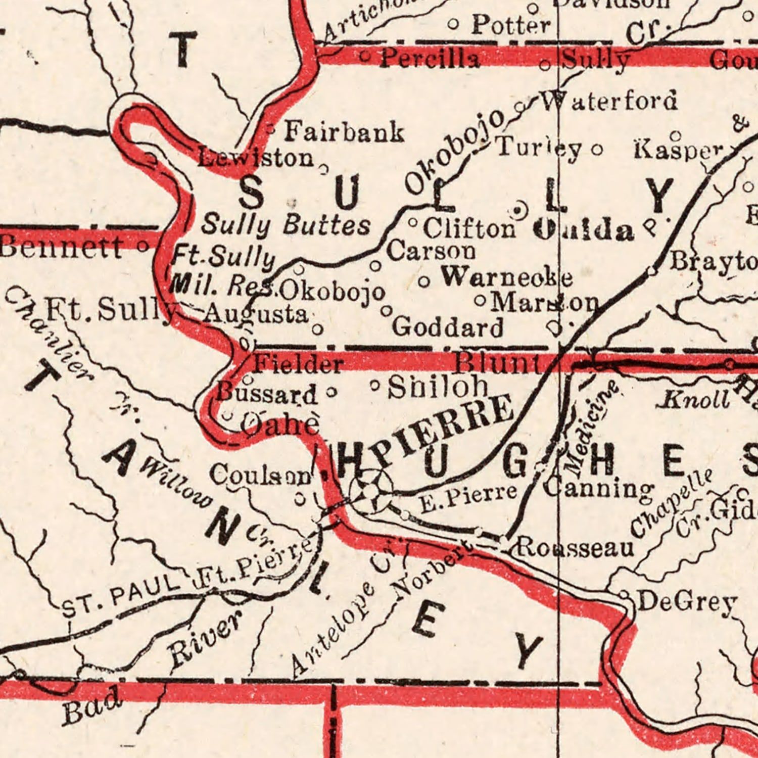 Vintage Map of South Dakota 1893