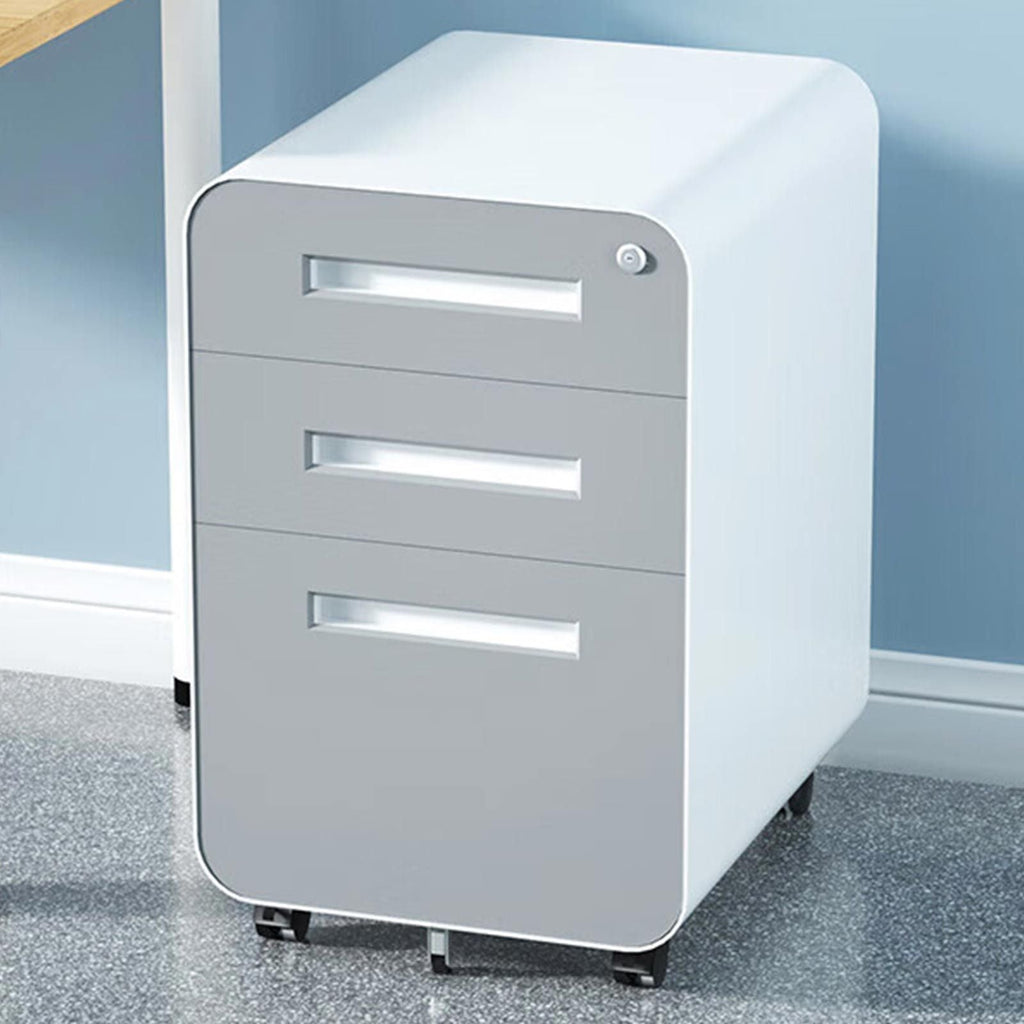 Simple Style Mobile File Cabinet 3 Drawer Storage for Legal/Letter/A4, Black Steel Anti-Tilting Design