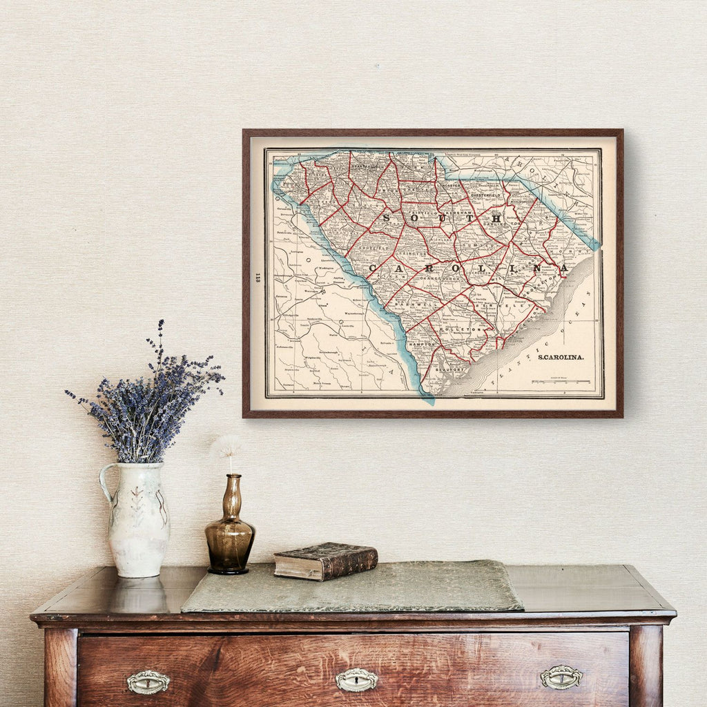 Vintage Map of South Carolina 1893