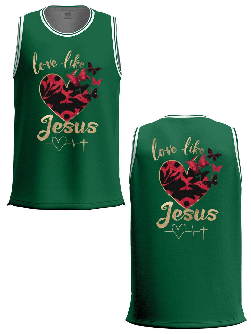 Love Like Jesus Adult Green Basketball Jersey | Ships From USA