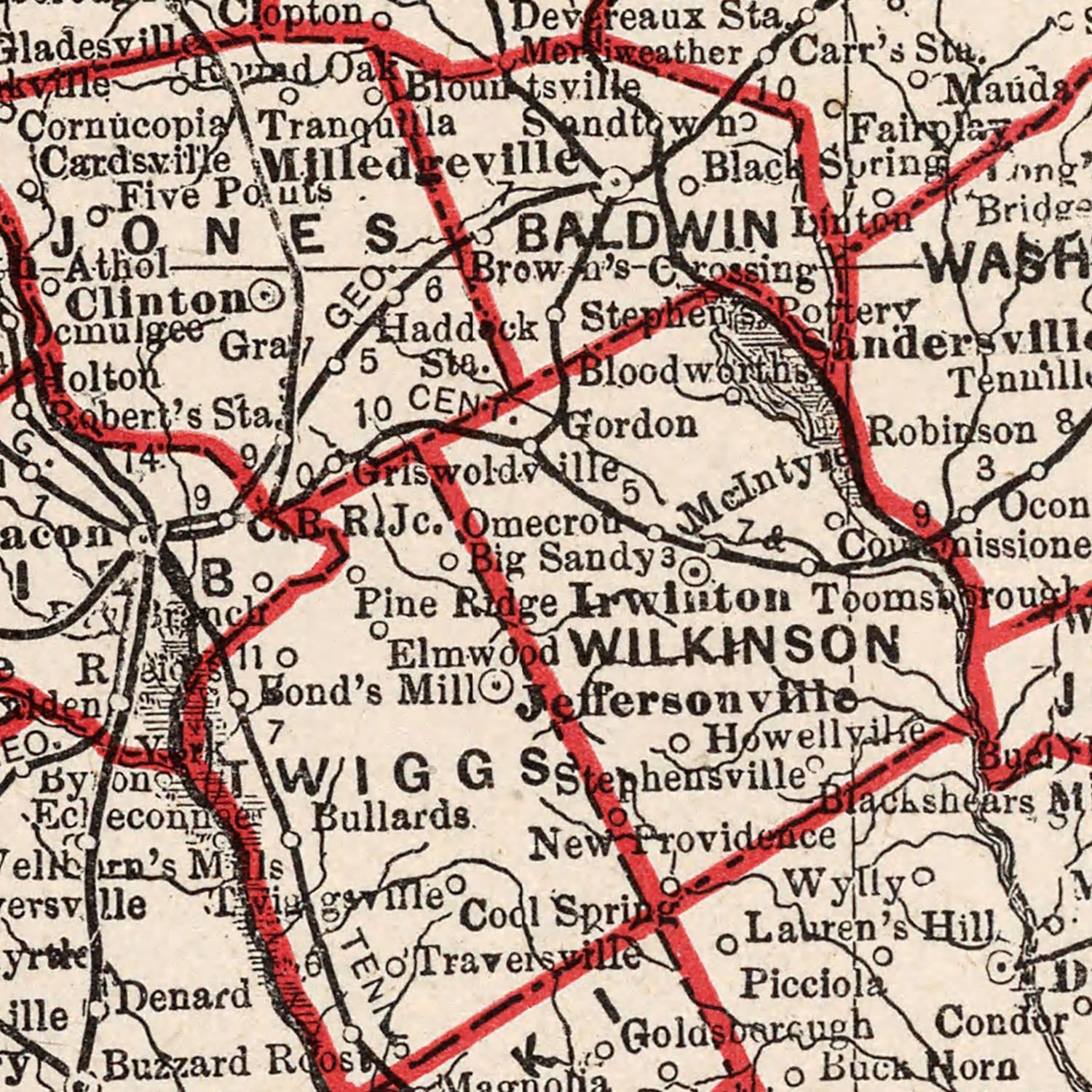Vintage Map of Georgia 1893