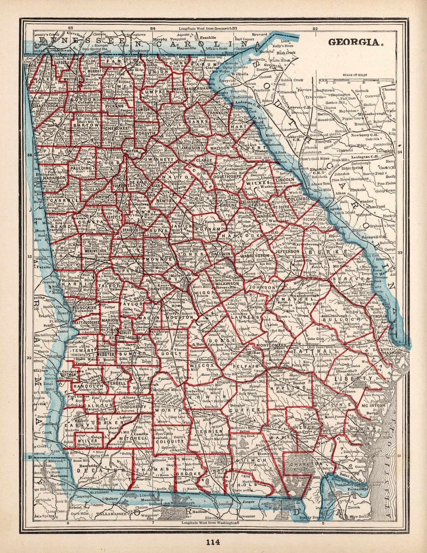 Vintage Map of Georgia 1893