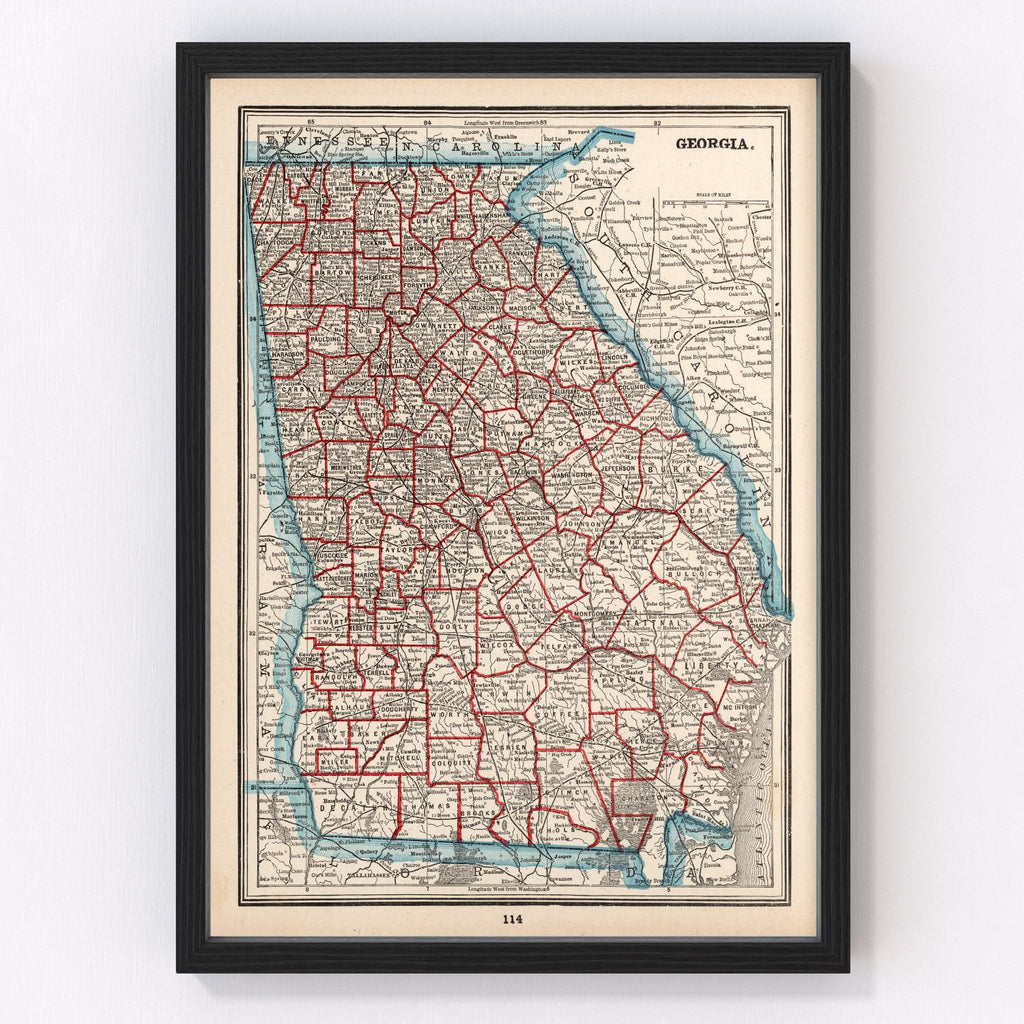 Vintage Map of Georgia 1893