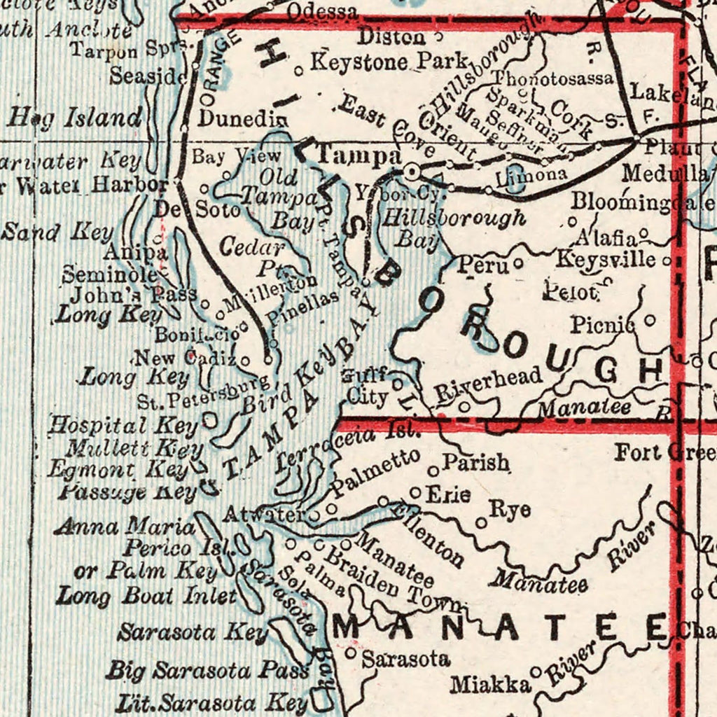 Vintage Map of Florida 1893