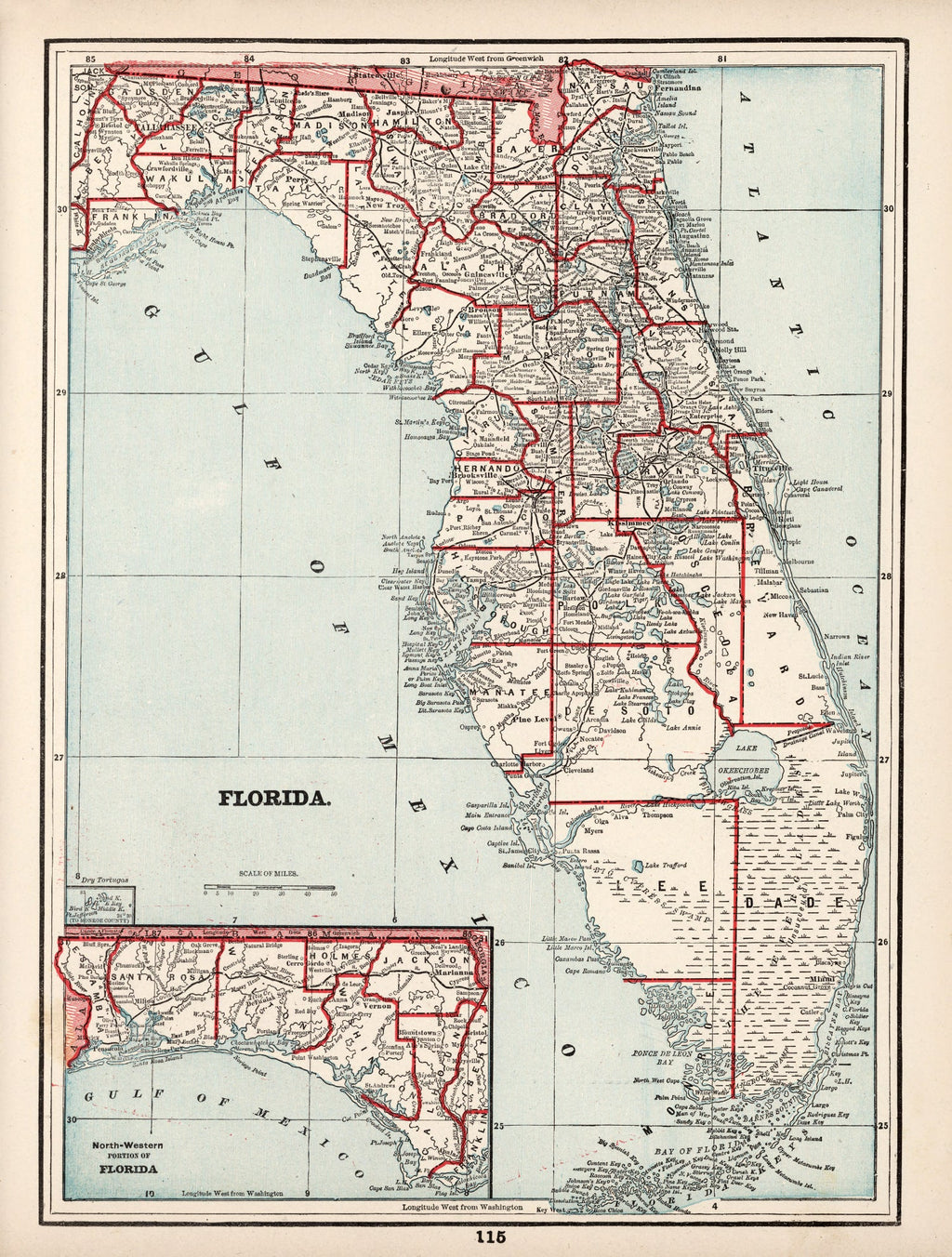 Vintage Map of Florida 1893