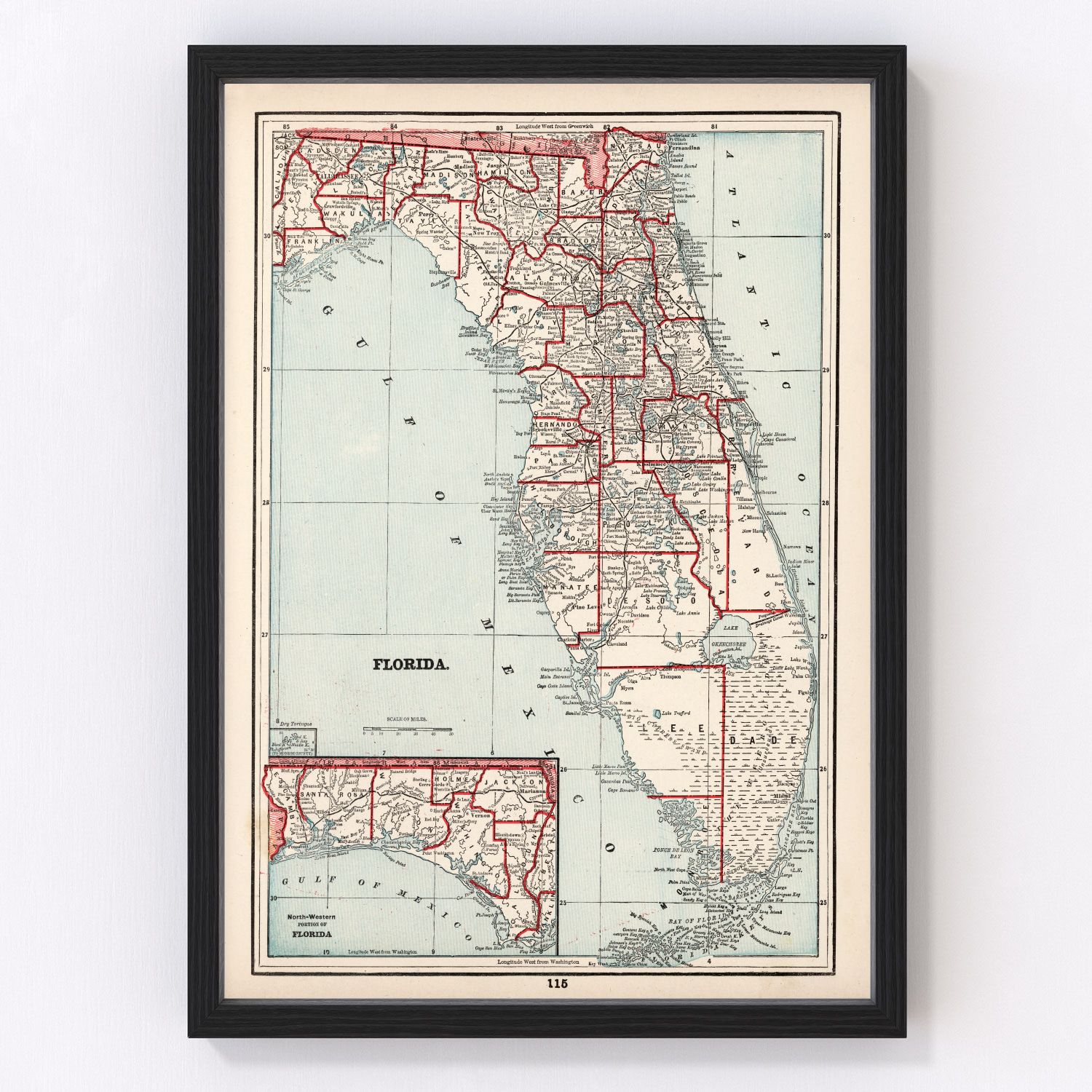 Vintage Map of Florida 1893