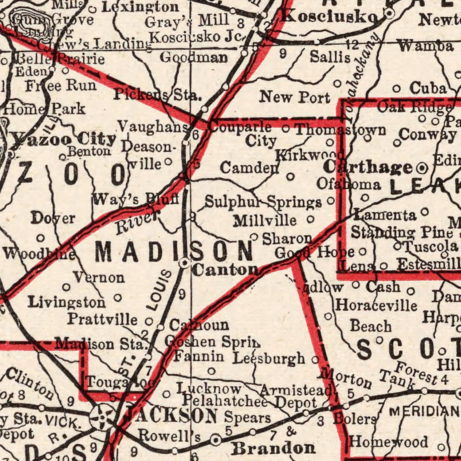 Vintage Map of Mississippi 1893
