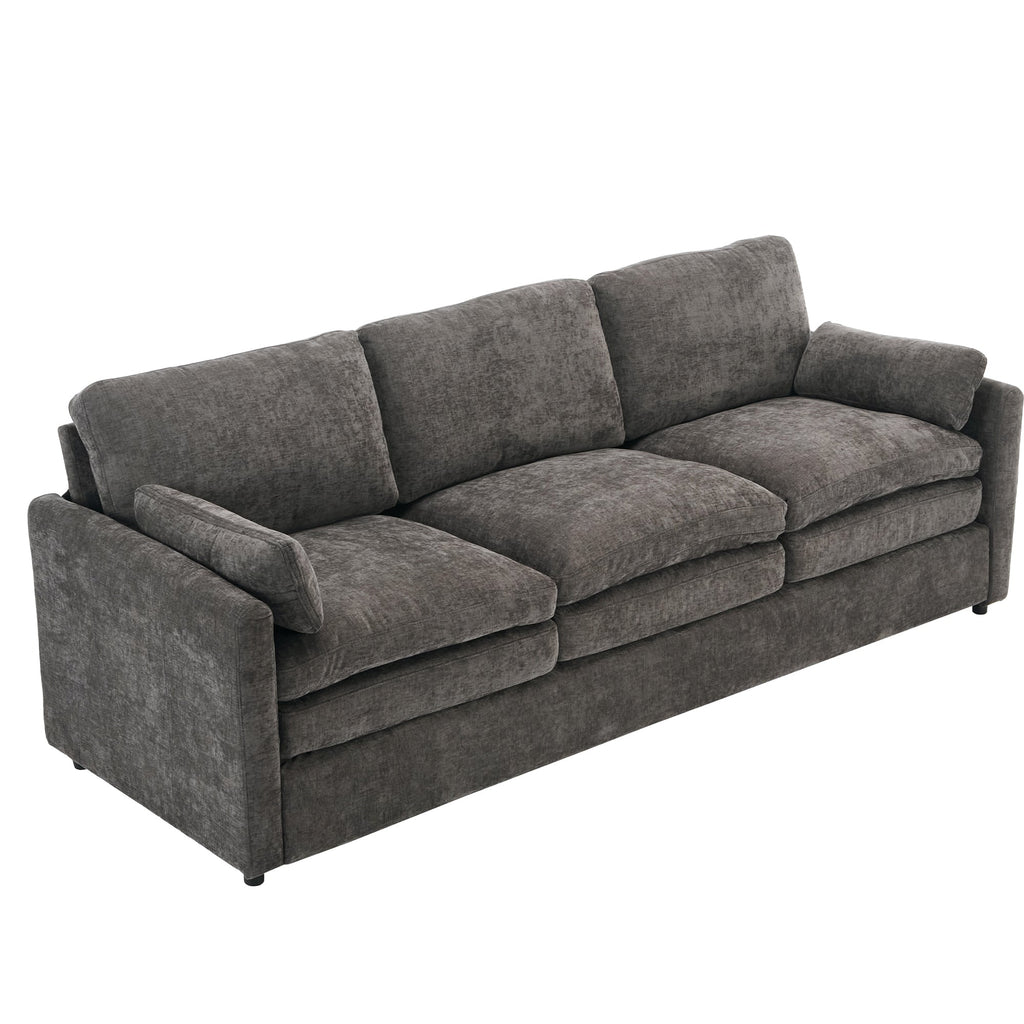 Cozy Upholstered Oversized 3-Seater Cloud Sofa with Double Cushion in Grey Chenille