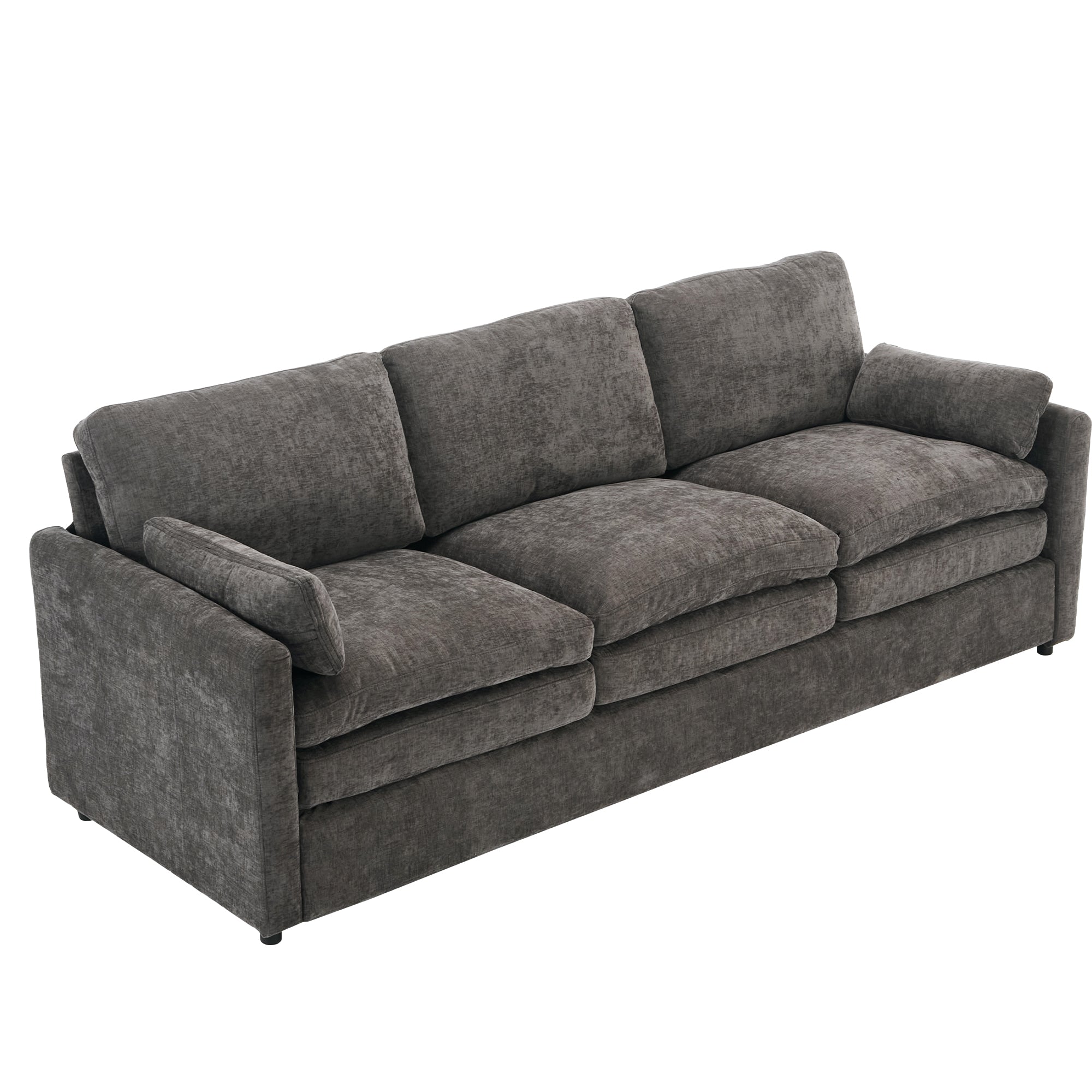 Cozy Upholstered Oversized 3-Seater Cloud Sofa with Double Cushion in Grey Chenille