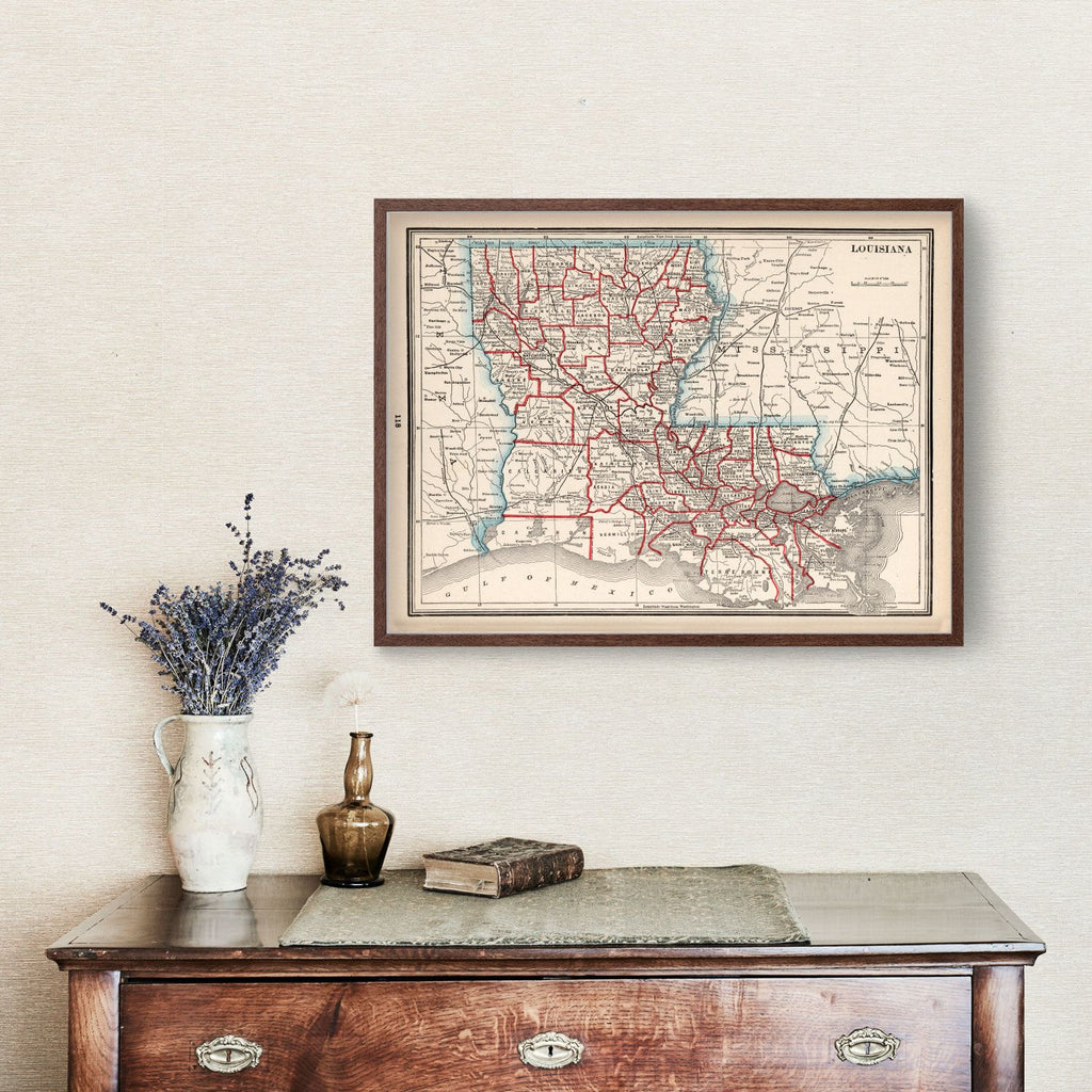 Vintage Map of Louisiana 1893