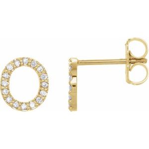 14K Yellow Gold .06 CTW Natural Diamond Initial O Earring