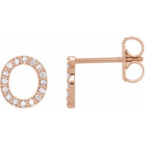 14K Rose Gold 1/8 CTW Natural Diamond Initial O Earrings
