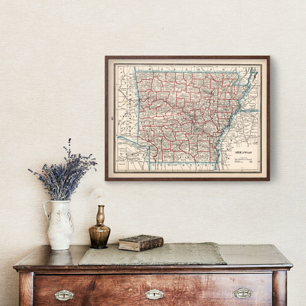 Vintage Map of Arkansas 1893