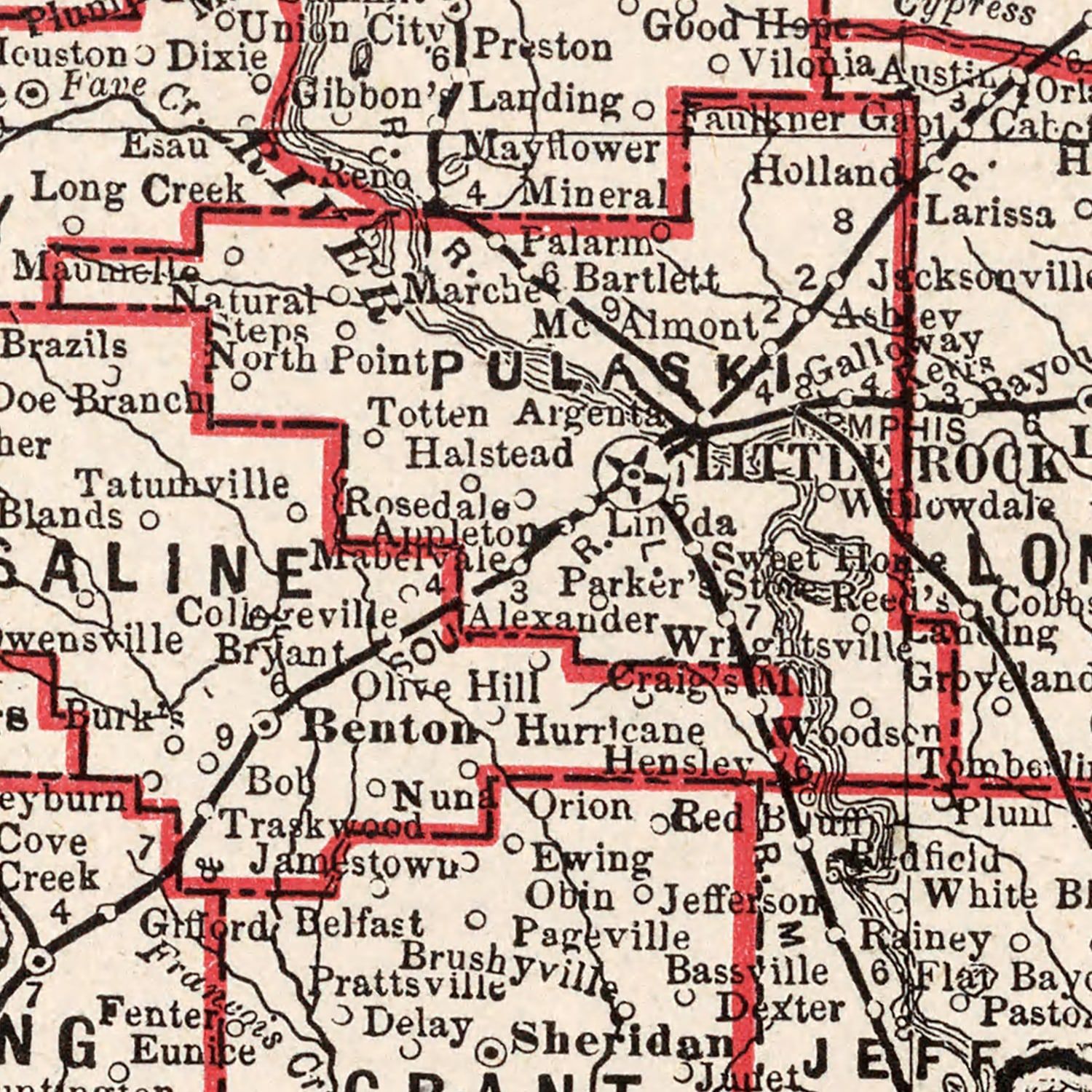 Vintage Map of Arkansas 1893