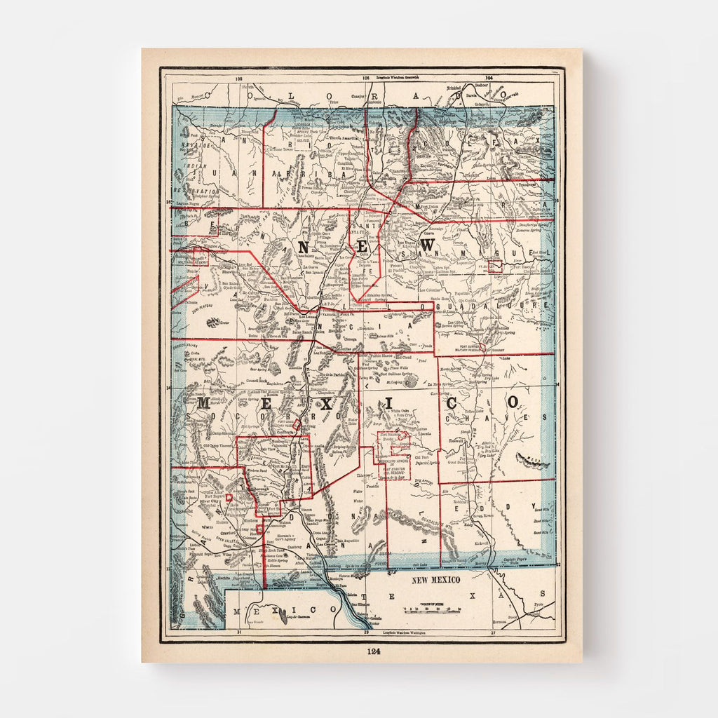 Vintage Map of New Mexico 1893
