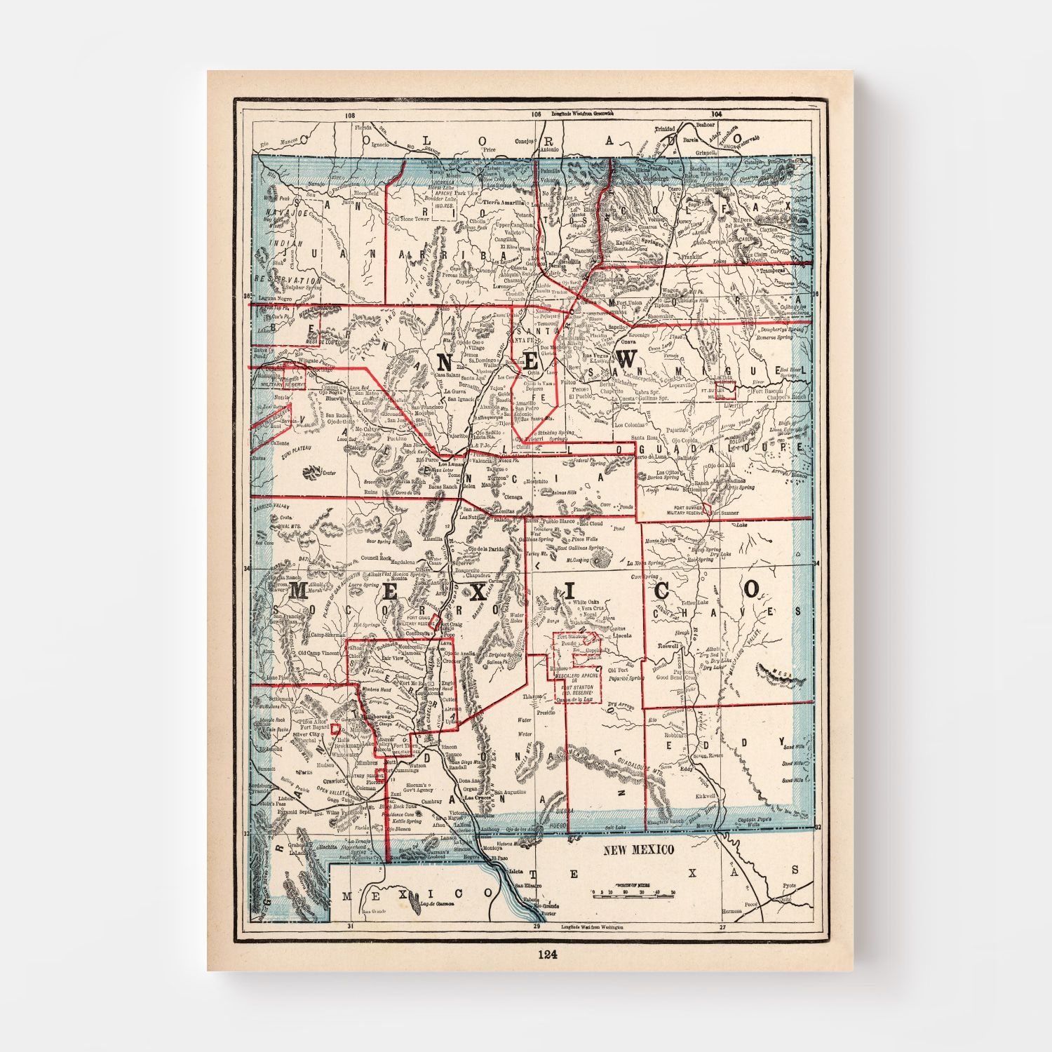 Vintage Map of New Mexico 1893