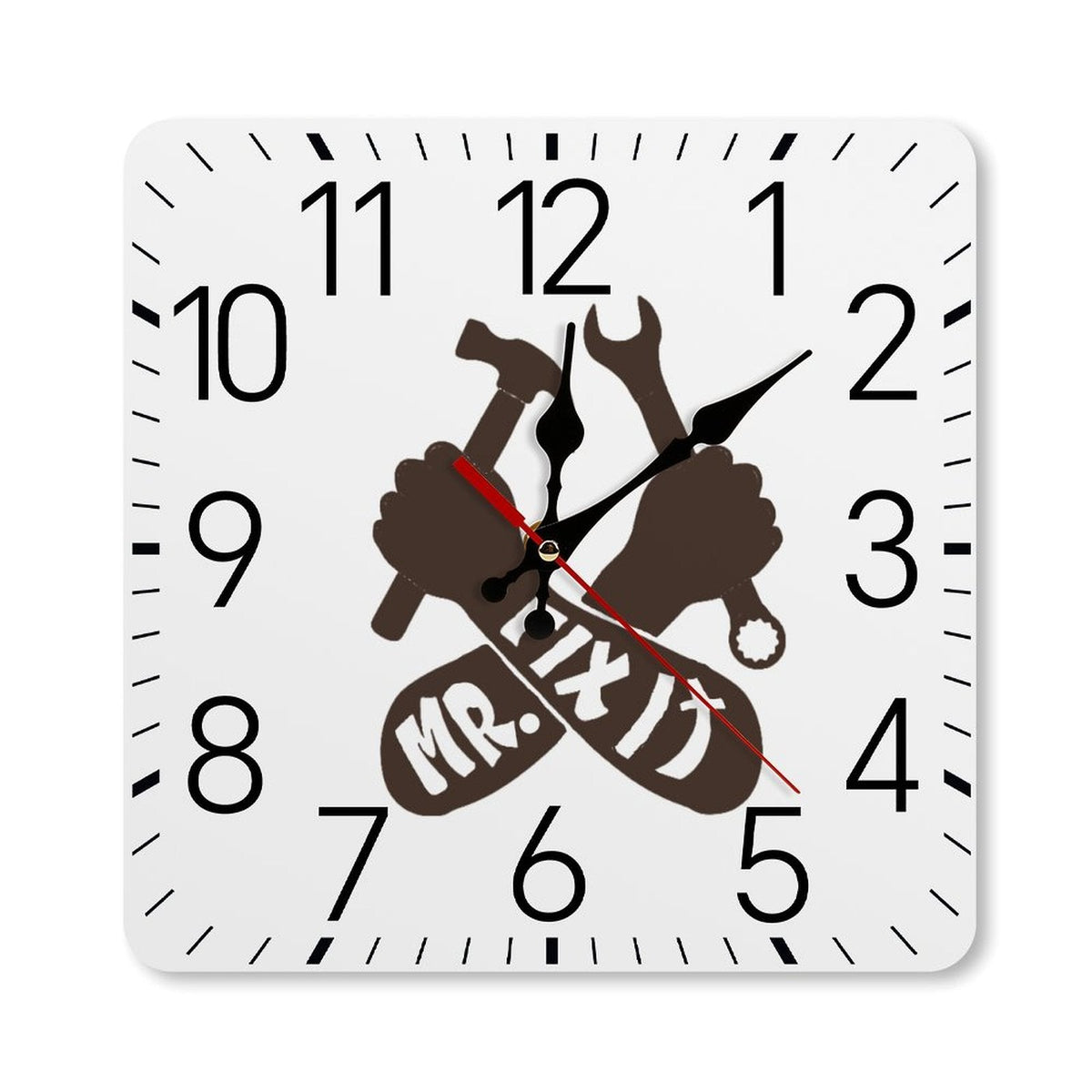 Mr. Fix It Mechanic Square Wall Clock with Numbers | Ships from USA