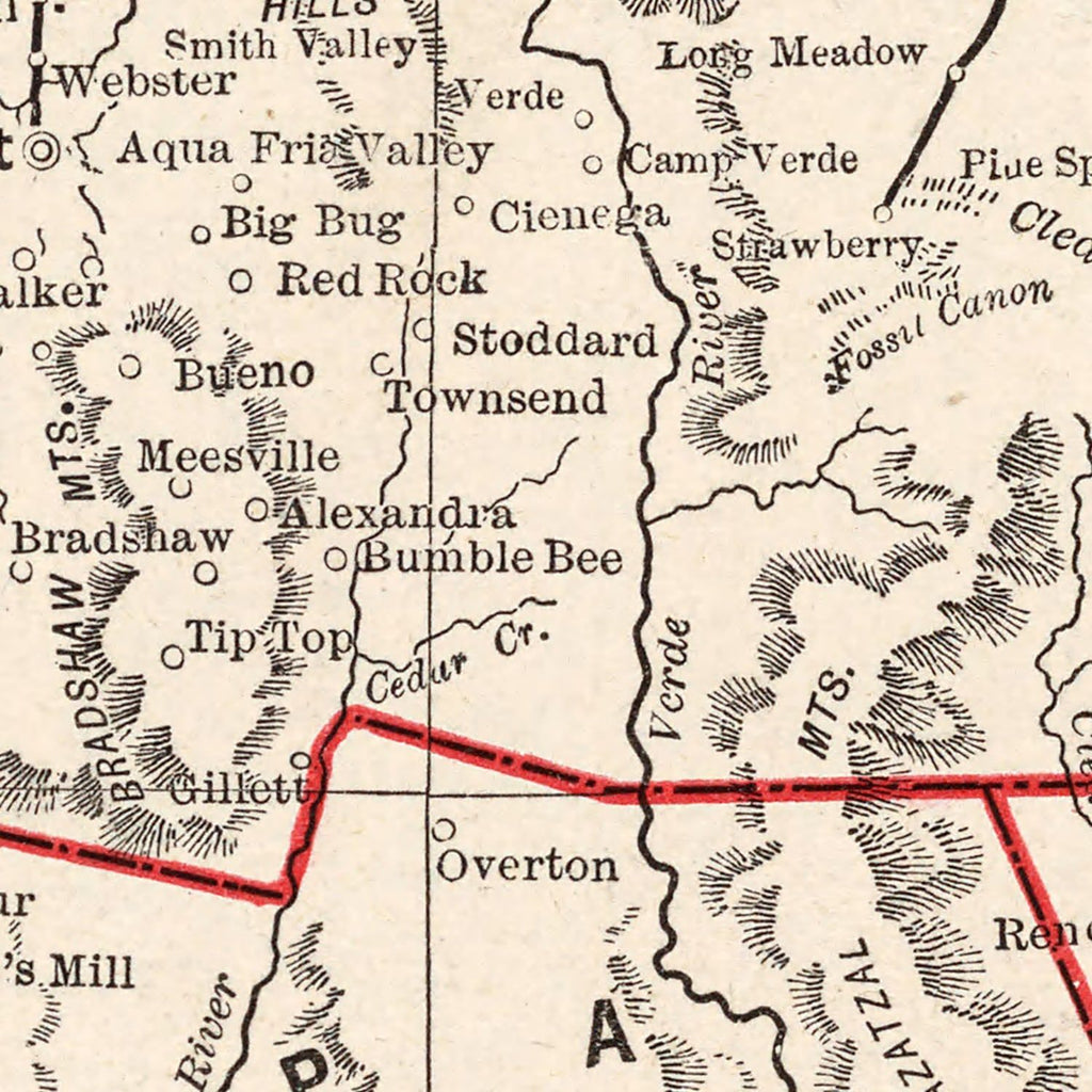 Vintage Map of Arizona 1893