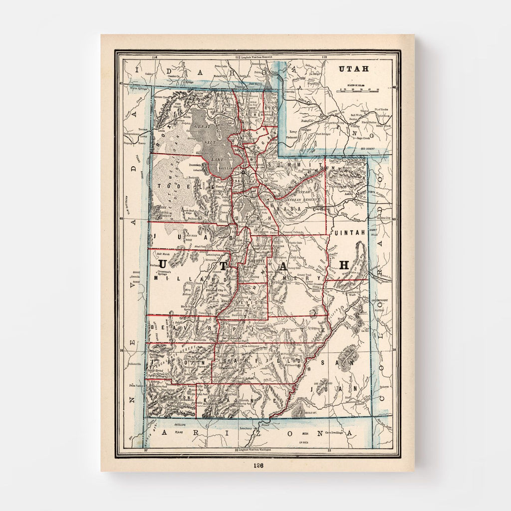 Vintage Map of Utah 1893