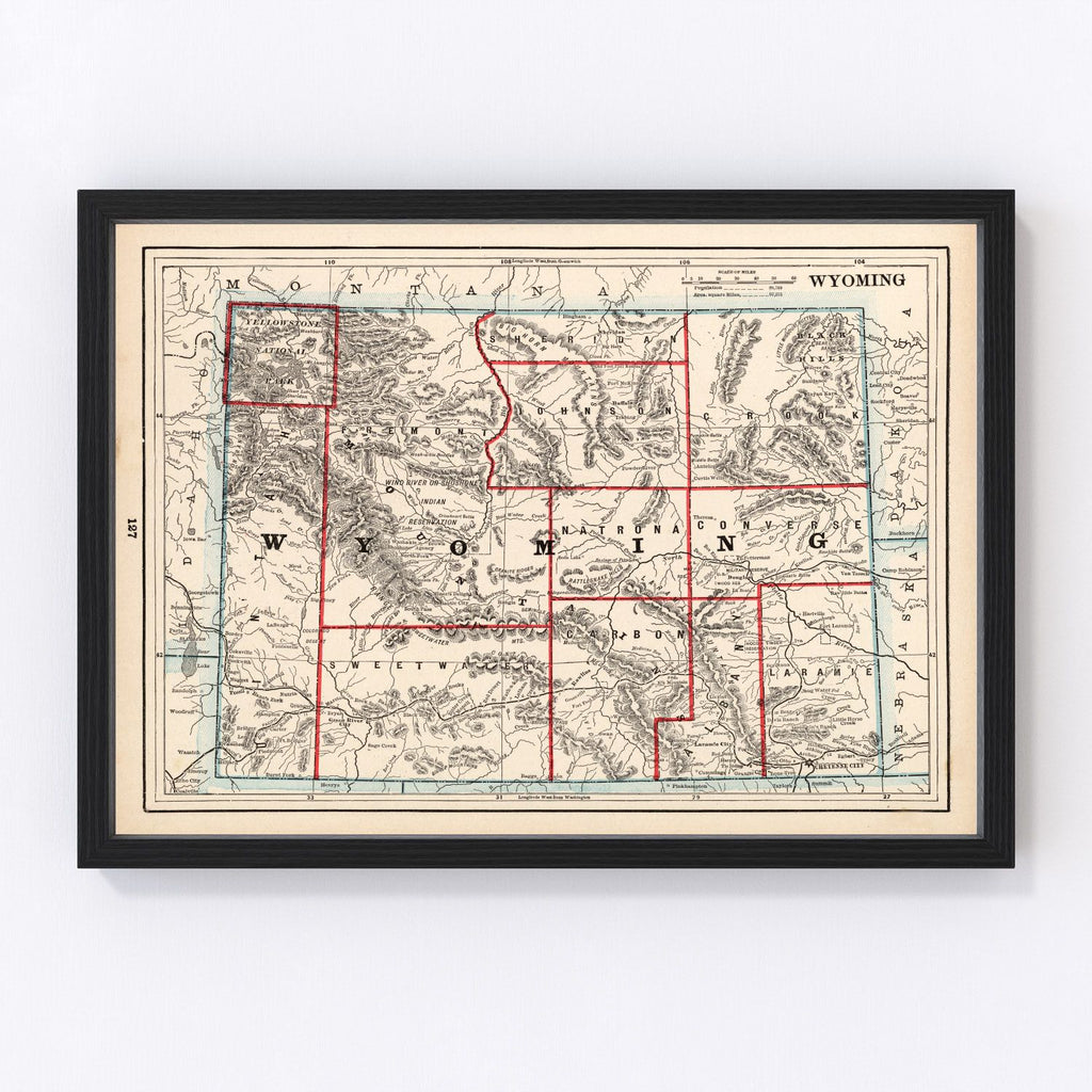 Vintage Map of Wyoming 1893