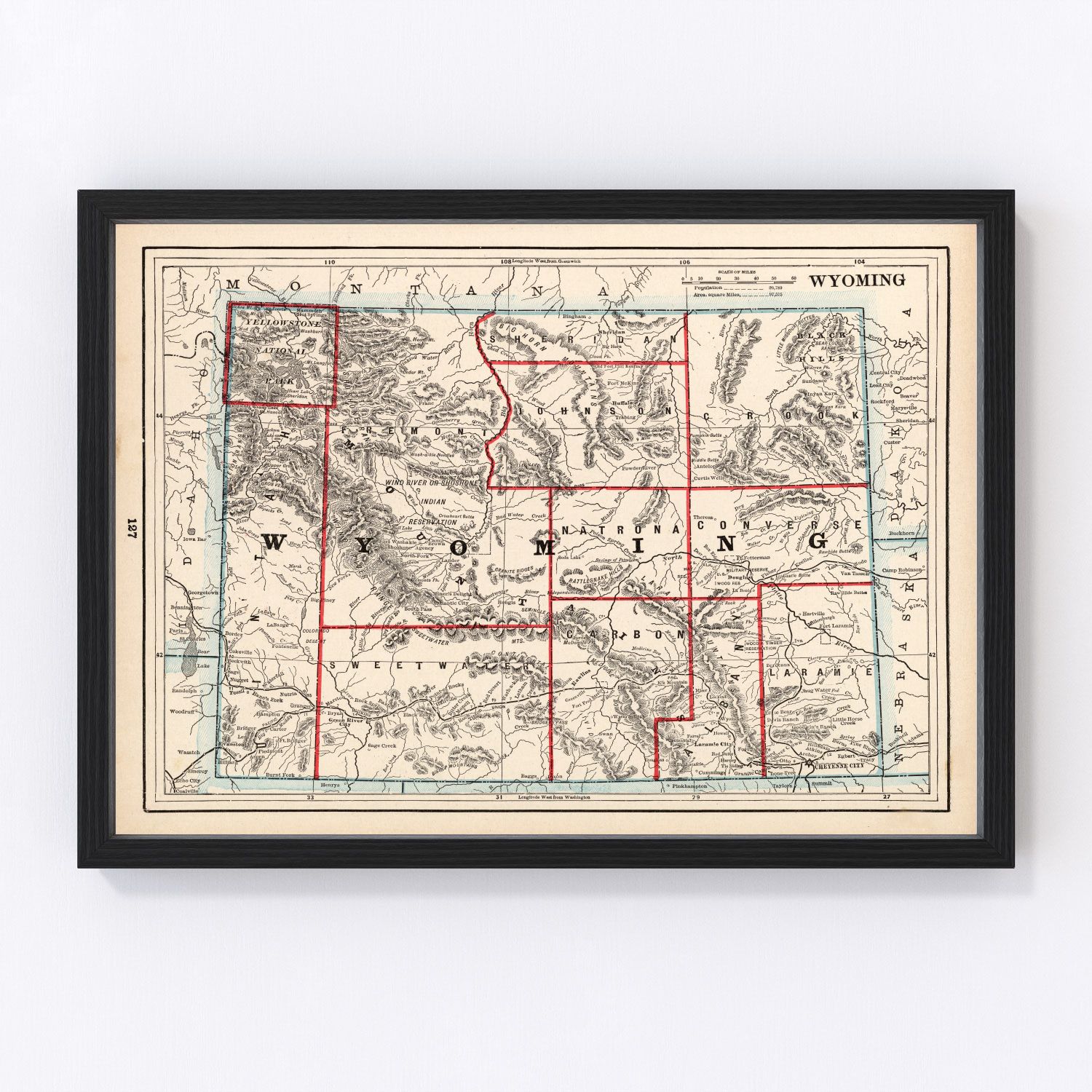 Vintage Map of Wyoming 1893