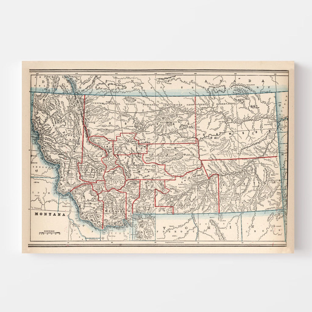 Vintage Map of Montana 1893