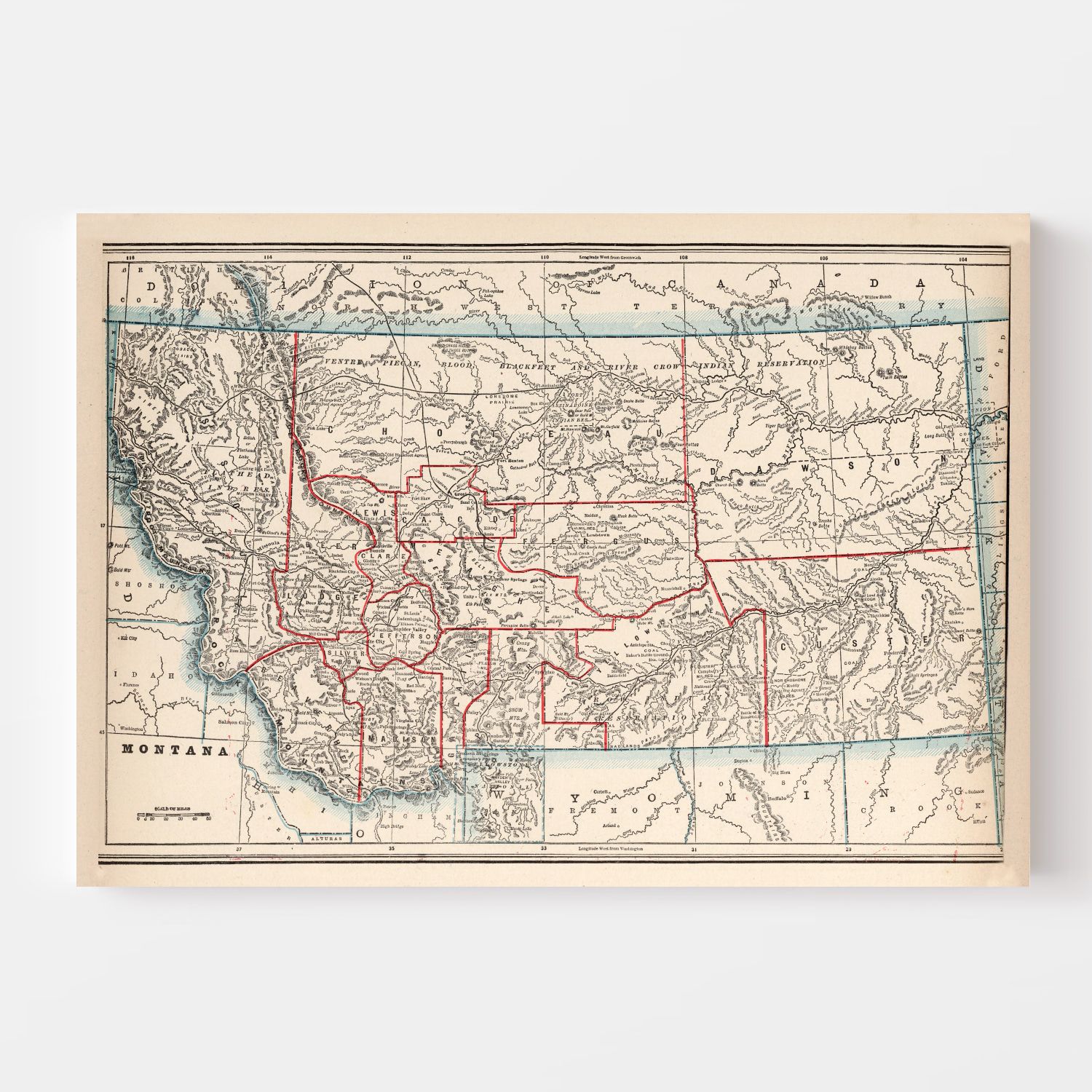 Vintage Map of Montana 1893