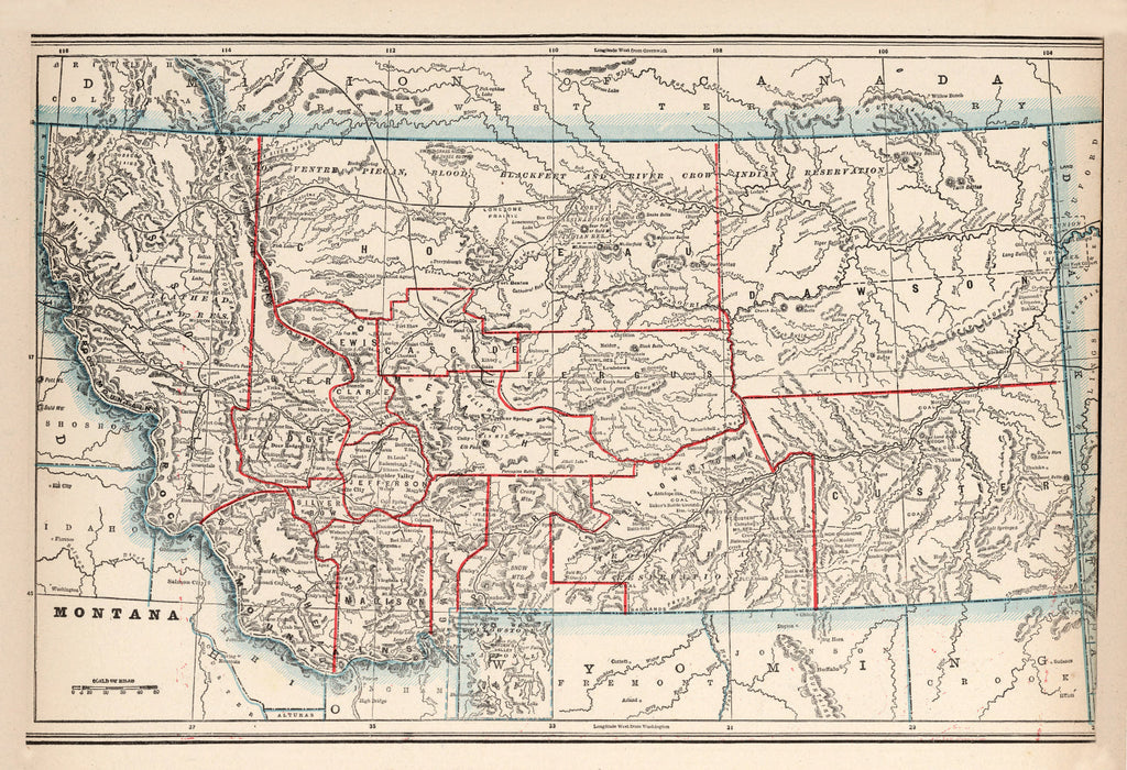 Vintage Map of Montana 1893