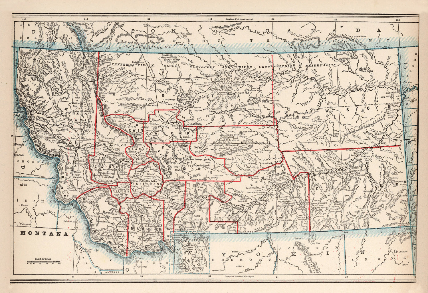 Vintage Map of Montana 1893