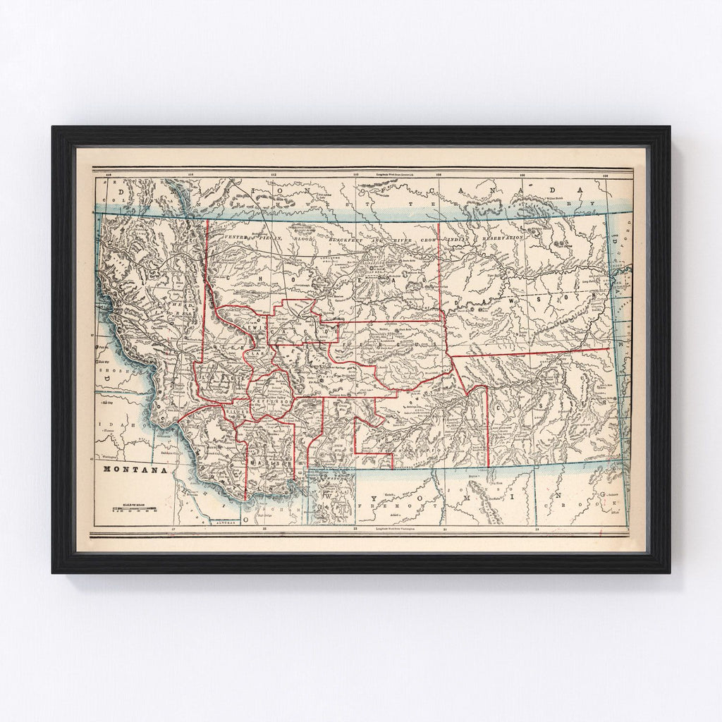 Vintage Map of Montana 1893