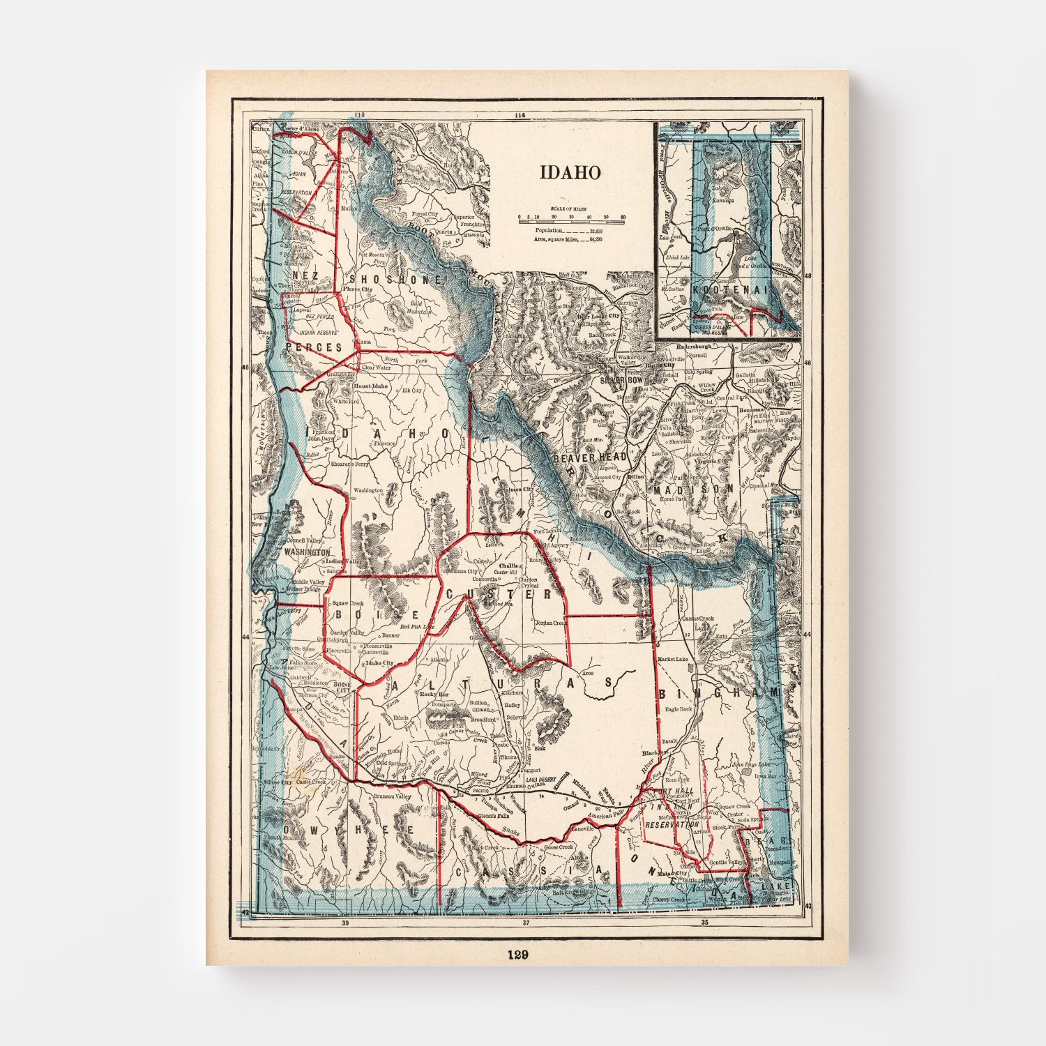 Vintage Map of Idaho 1893